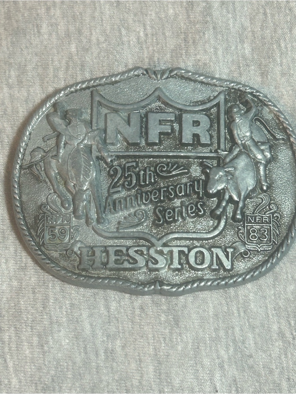 Hesston NFR 25th Anniversary Silver Western Belt Buckle